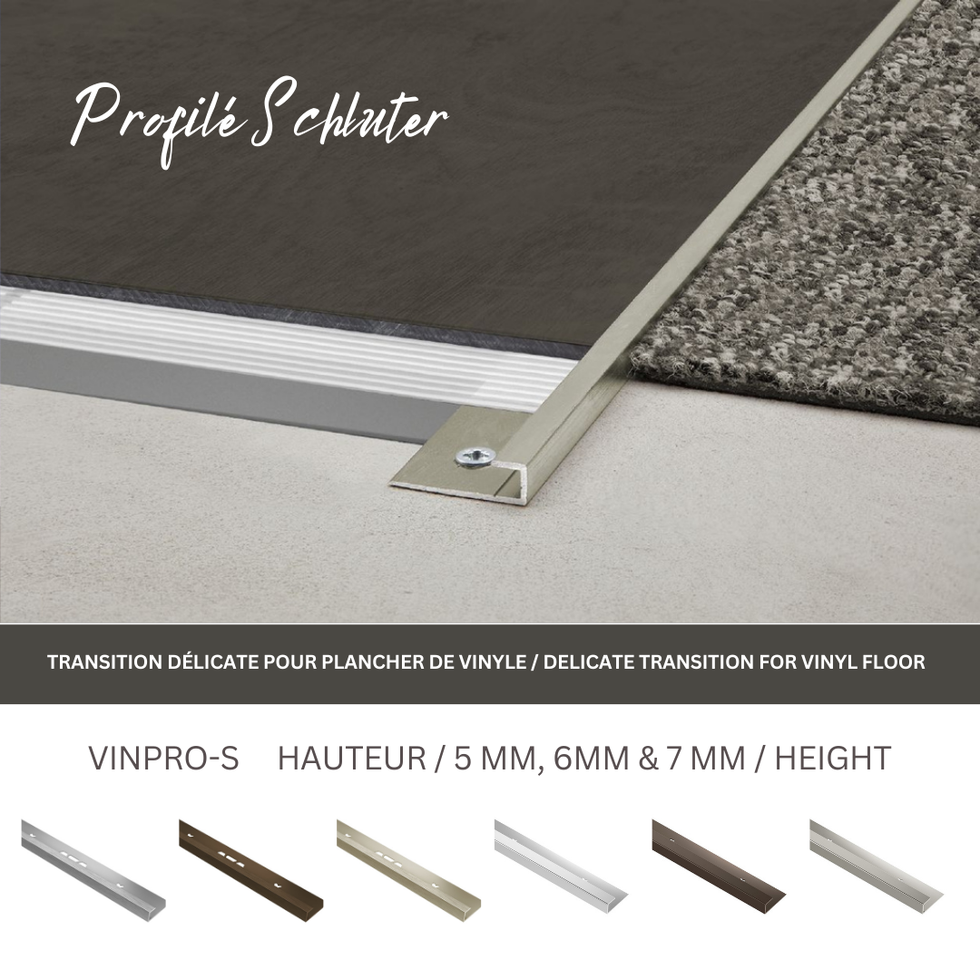 Vinpro-s - schluter minimal transition profile for vinyl