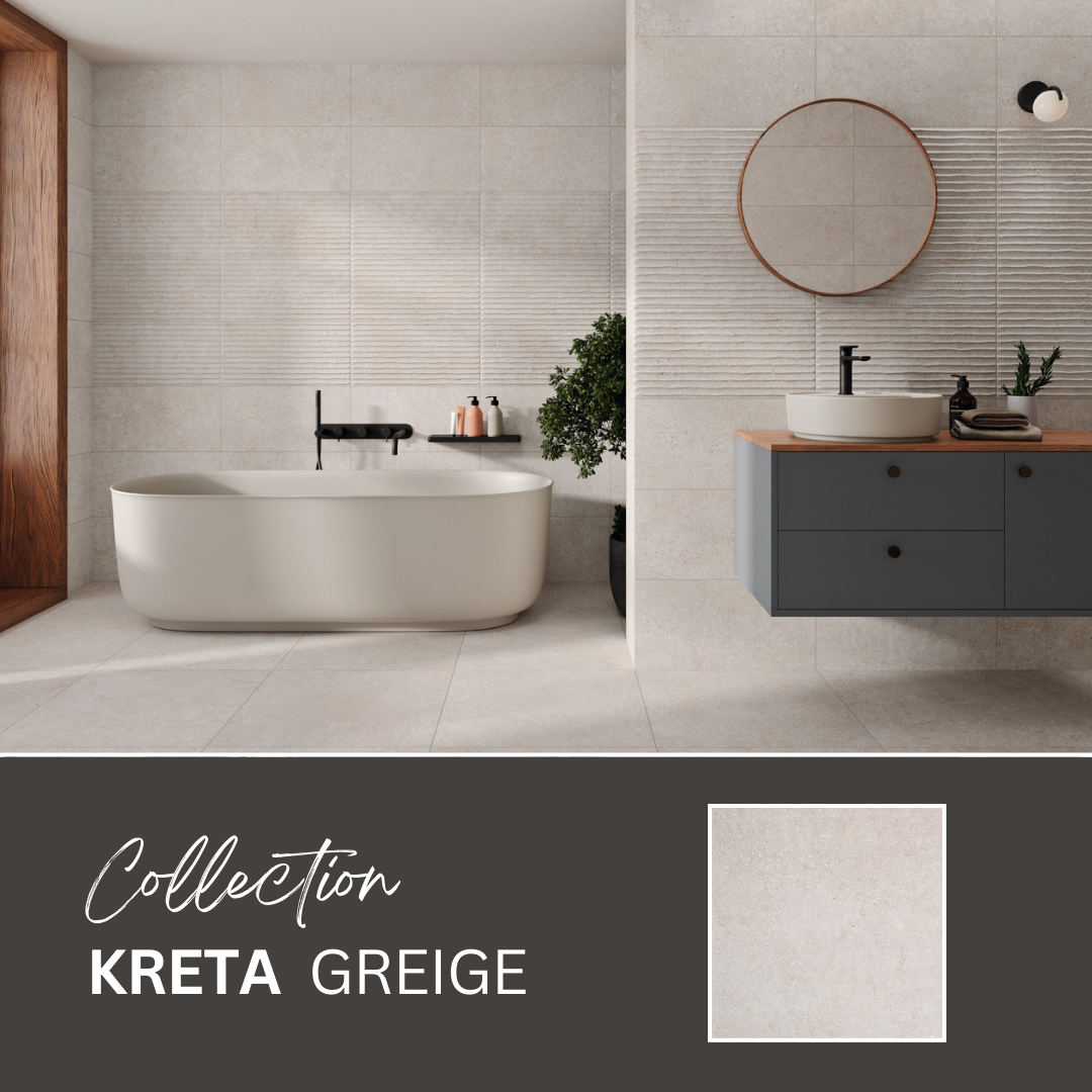 Kreta collection - greige ceramic concrete/stone look