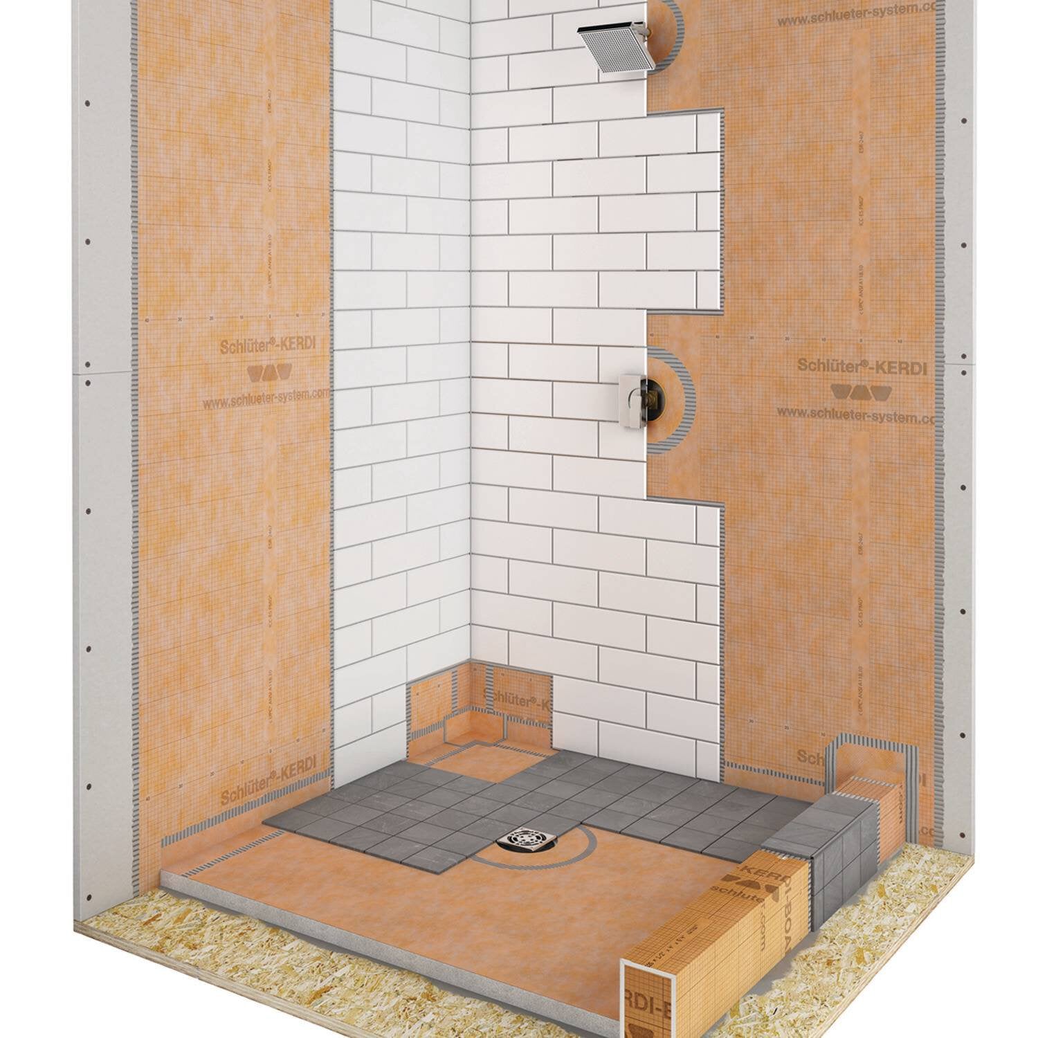 Schluter collection - Base de douche préfabriquée kerdi pour drain circulaire ou carré