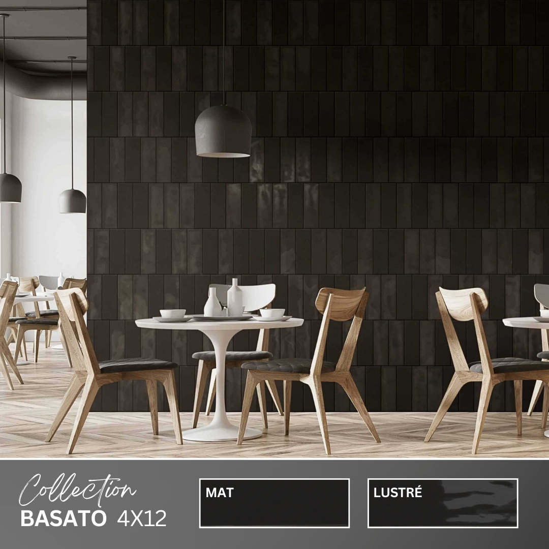 Basato collection - Tuile murale 4x12 nero