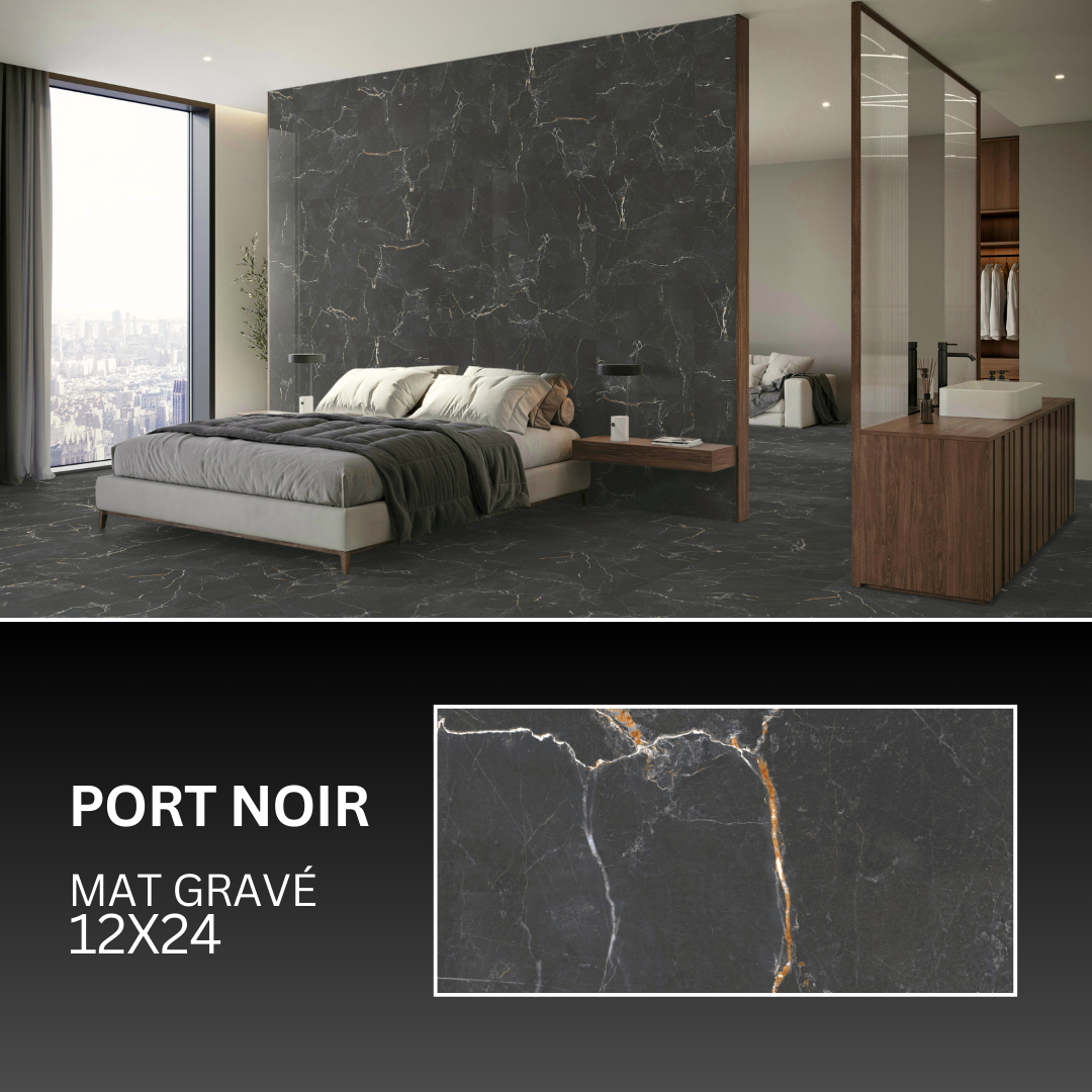 Port noir collection - Céramique effet marbre