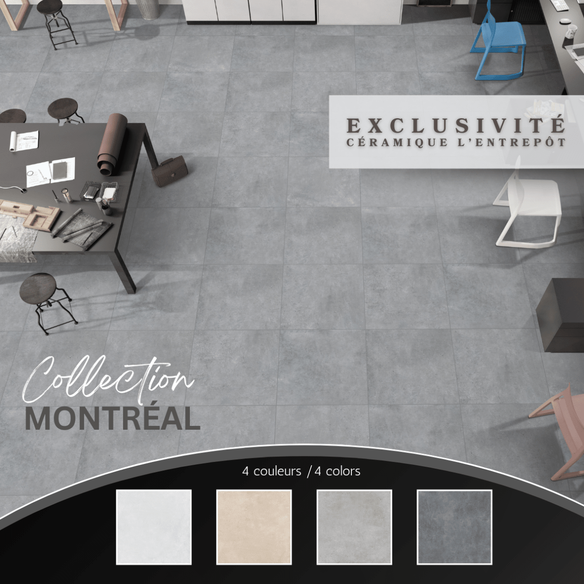 Montréal collection - Céramique effet béton - Céramique l'Entrepôt