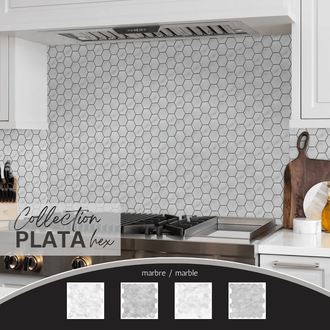 Plata collection - Mosaïque hex effet marbre
