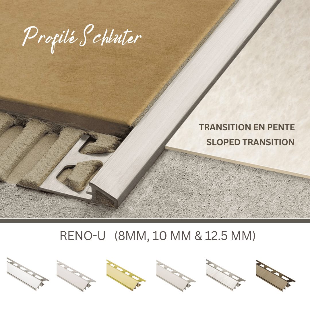Reno-U - Profilé de transition en pente schluter (côte-À-Côte)