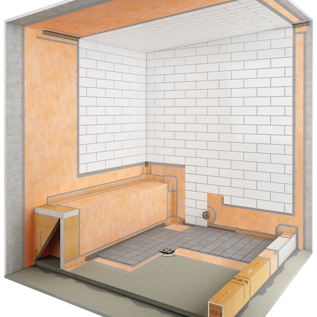 Schluter collection - Base de douche préfabriquée kerdi pour drain circulaire ou carré - Céramique l'Entrepôt