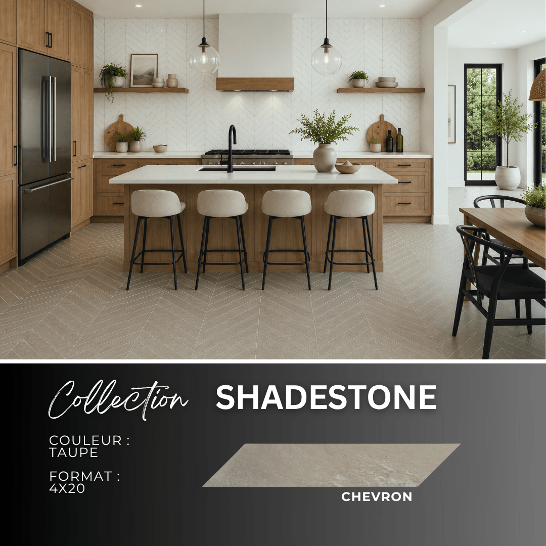 Shadestone - Céramique effet pierre en chevron