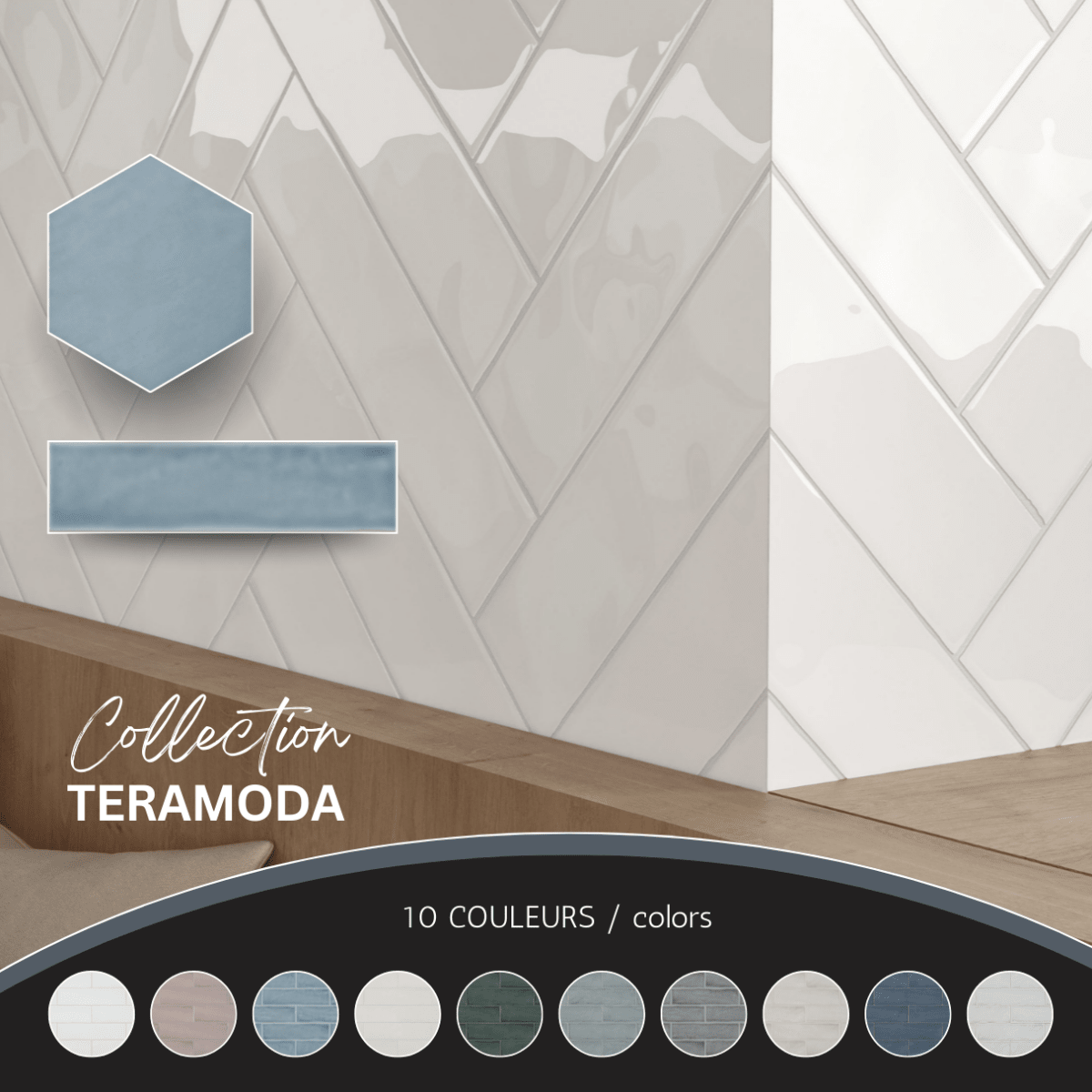 Teramoda collection - Tuile murale 3x12 et hexagonale - Céramique l'Entrepôt