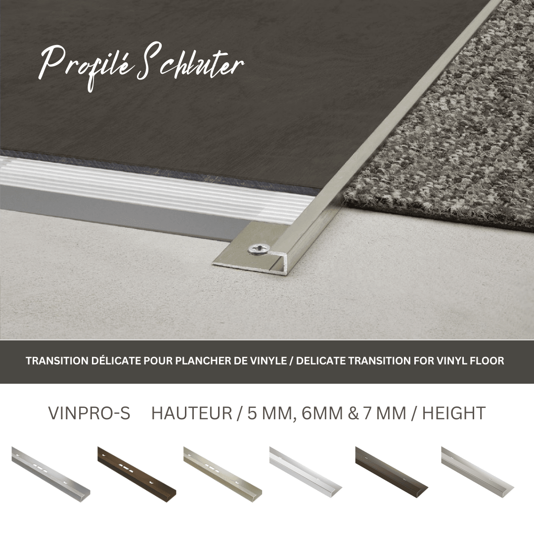 Vinpro-S - Profilé de transition minimale pour plancher de vinyle