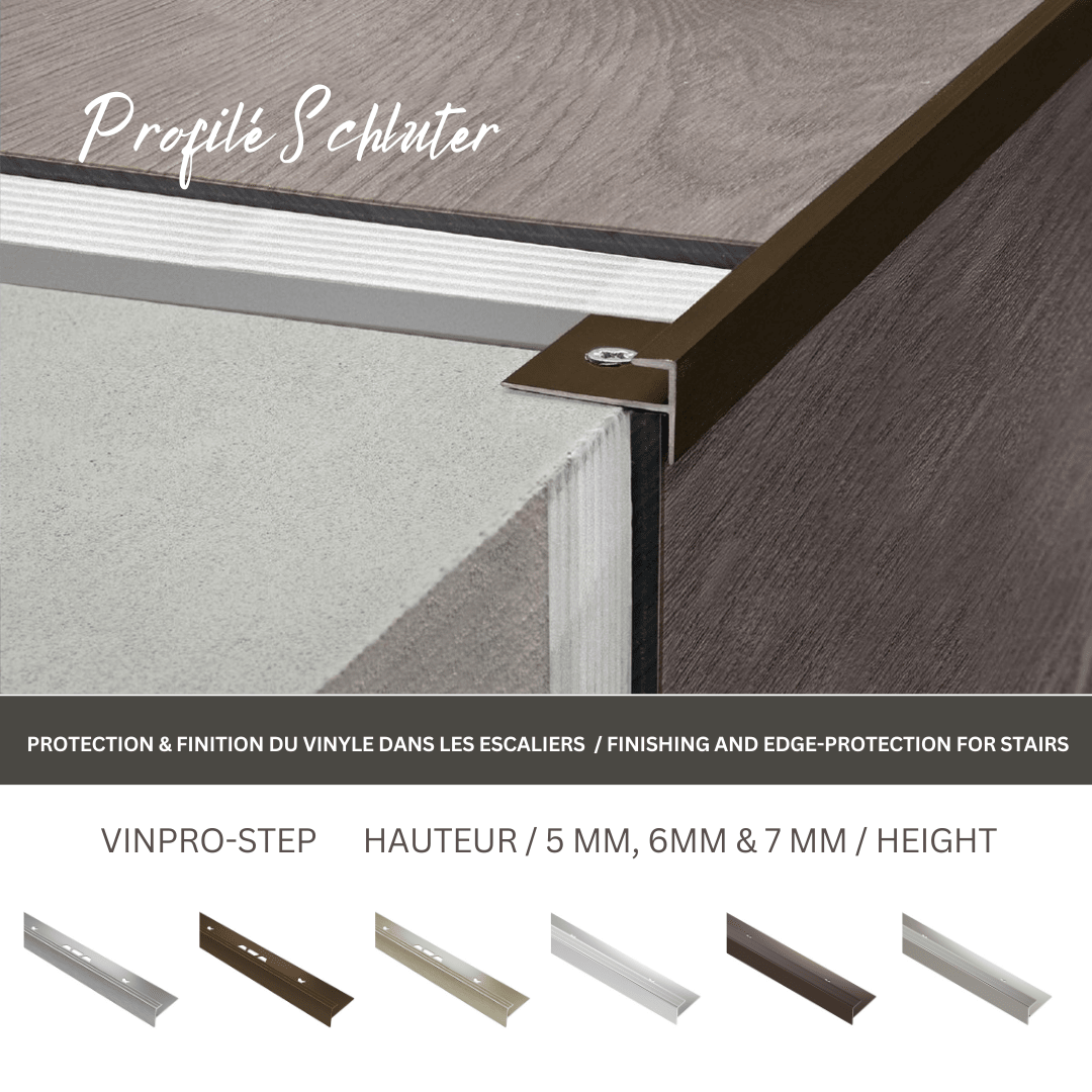 Vinpro-Step - Profilé de protection & finition du vinyle dans les escaliers