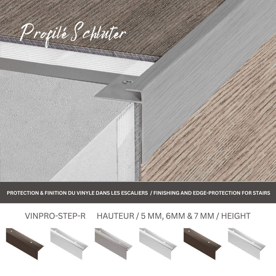 Vinpro-Step-R - Profilé de protection et finition large du vinyle dans les escaliers