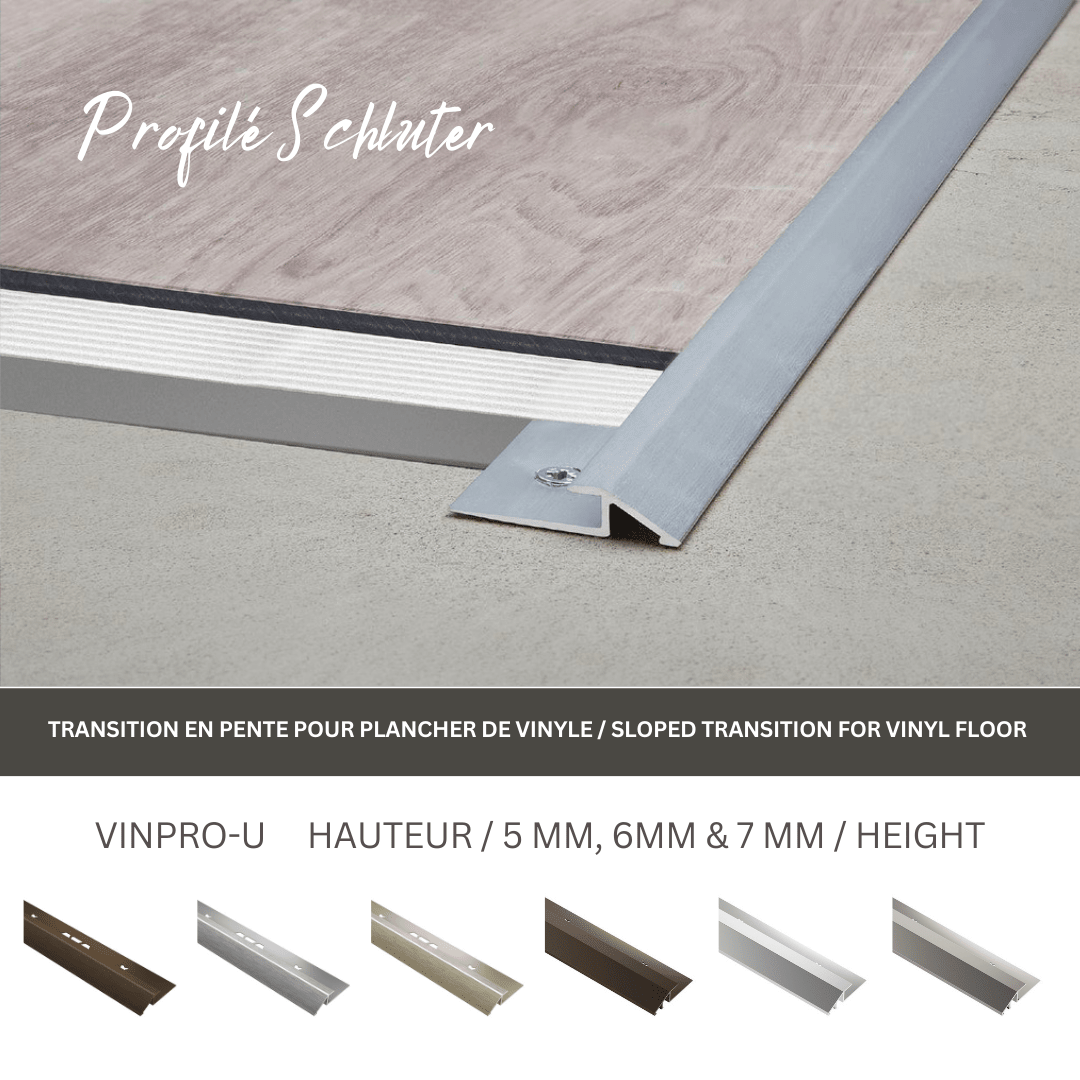 Vinpro-U - Profilé de transition en pente pour plancher de vinyle